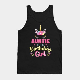 Auntie of The Birthday Girls Family Unicorn Lover B-day Gift For Girls Women Kids Tank Top